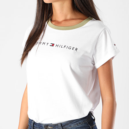 Tommy Hilfiger - Tee Shirt Femme Logo 1618 Blanc