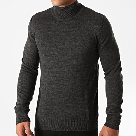 Aarhon - Pull Col Montant AAP004 Gris Anthracite Chiné