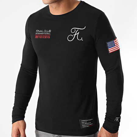 Final Club - Tee Shirt Manches Longues Capsule USA Avec Patch Et Broderie 484 Noir