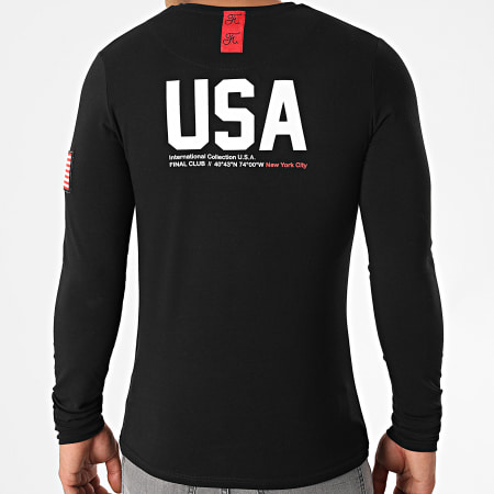 Final Club - Tee Shirt Manches Longues Capsule USA Avec Patch Et Broderie 484 Noir