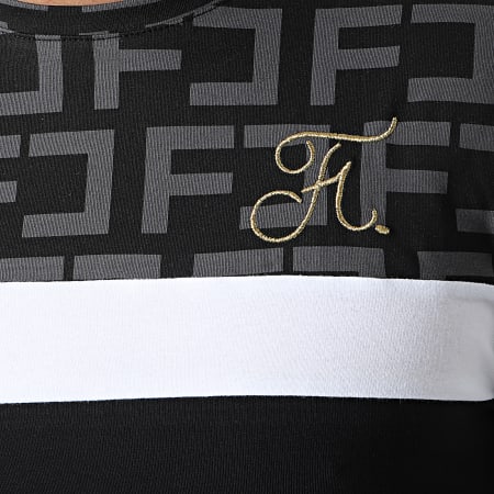 Final Club - Tee Shirt Premium Tricolore Avec Motif Monogram Broderie Or 490 Noir