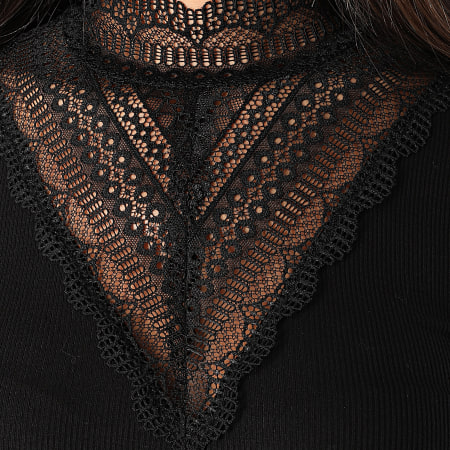 Only - Pull Femme Tild Neck Lace Noir