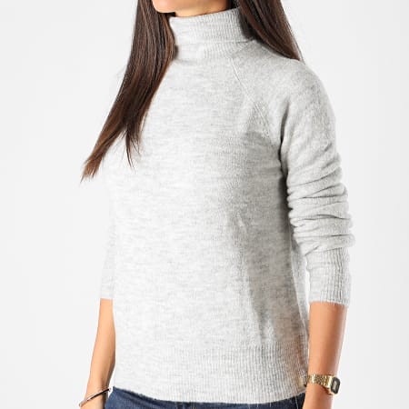 Only - Pull Col Roulé Femme Elanora Gris Chiné
