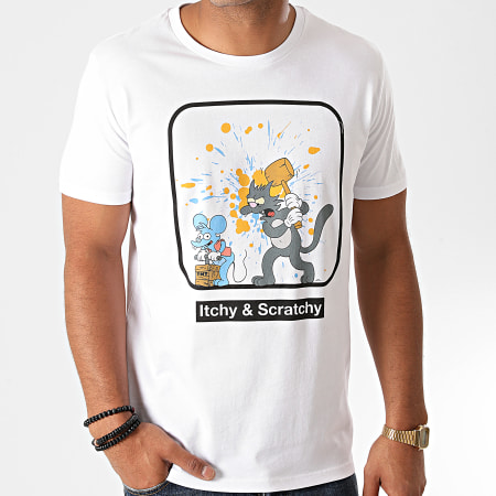 The Simpsons - Tee Shirt Itchy Et Scratchy Blanc