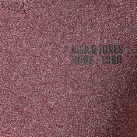 Jack And Jones - Tee Shirt Col V Vally Bordeaux Chiné
