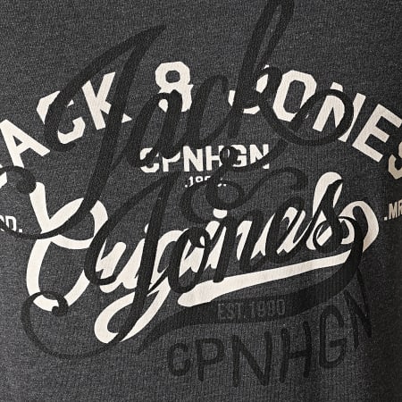 Jack And Jones - Tee Shirt Manches Longues Merlin Gris Anthracite Chiné