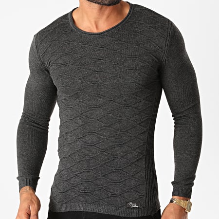 Paname Brothers - Pull PNM-201 Gris Anthracite Chiné