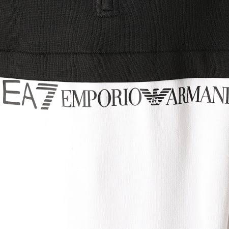 EA7 Emporio Armani - Sweat Capuche Col Zippé 6HPM88-PJ07Z Blanc Noir