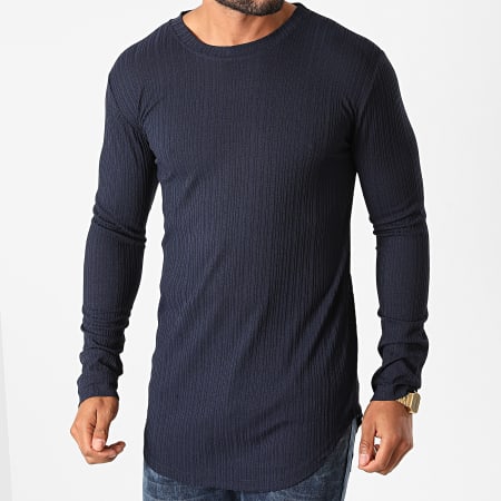Frilivin - Tee Shirt Manches Longues Oversize 5519 Bleu Marine