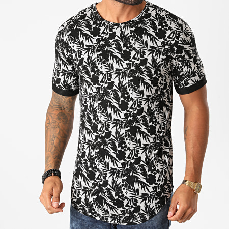 Frilivin - Tee Shirt Oversize 13977 Gris Noir Floral