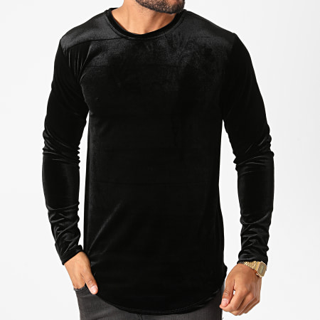 Frilivin - Tee Shirt Manches Longues Oversize Velours 15021 Noir