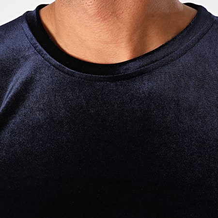 Frilivin - Tee Shirt Manches Longues Oversize Velours 15021 Bleu Marine