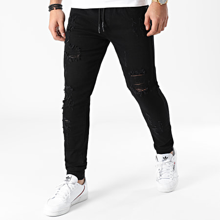 LBO - Jogger Pant Skinny Jeans Avec Dechirures LB0546J Noir