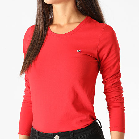 Tommy Jeans - Tee Shirt Manches Longues Femme Jersey Scoop 8956 Rouge