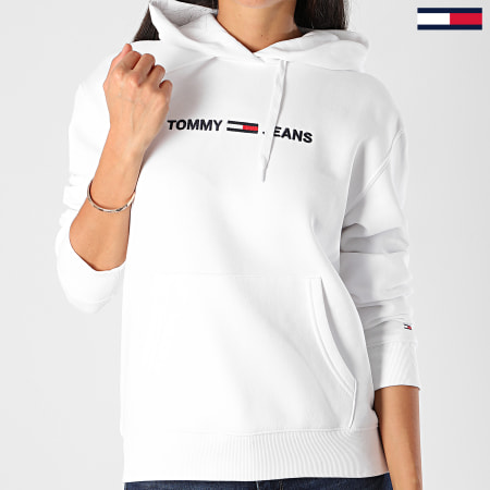 Tommy Jeans - Sweat Capuche Femme Linear Logo 8972 Blanc