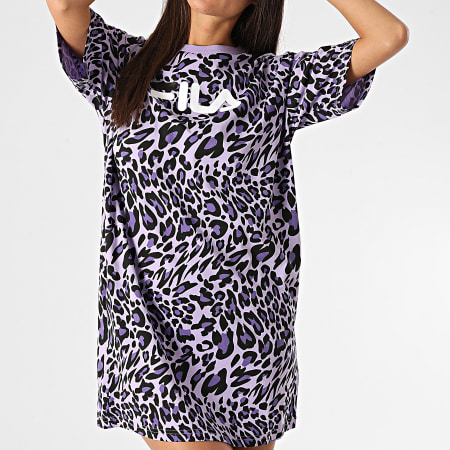 Fila - Robe Tee Shirt Femme Leopard Satinka 687983 Violet