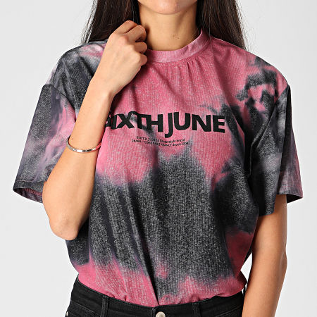 Sixth June - Tee Shirt Femme Tie And Dye W4166KTS Rose Gris