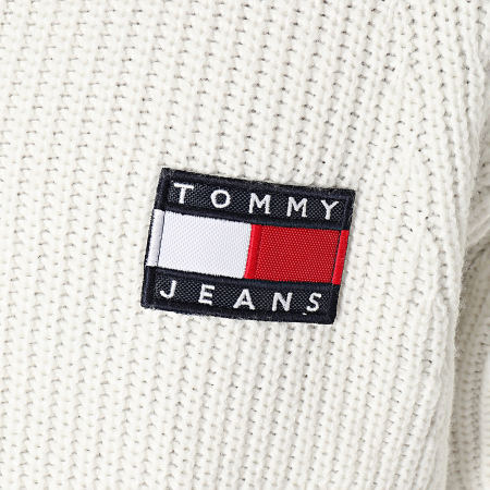 Tommy Jeans - Pull Col Zippé Tommy Badge 8809 Ecru
