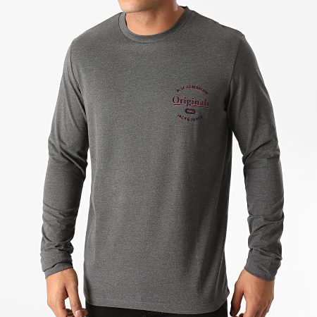 Jack And Jones - Tee Shirt Manches Longues Lars Gris Anthracite Chiné