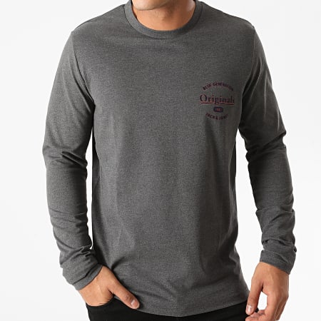 Jack And Jones - Tee Shirt Manches Longues Lars Gris Anthracite Chiné
