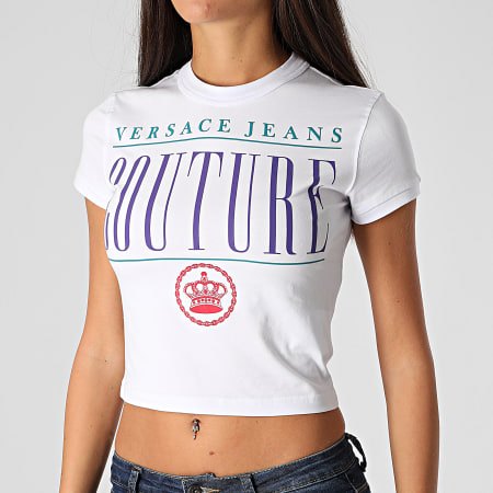 Versace Jeans Couture - Tee Shirt Femme Crop B2HZB7VE-30341 Blanc