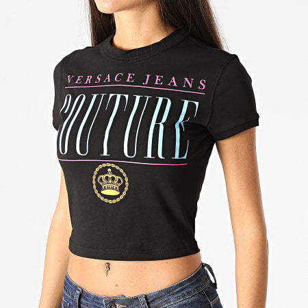 Versace Jeans Couture - Tee Shirt Crop Femme B2HZB7VE-30341 Noir