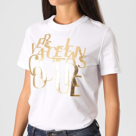 Versace Jeans Couture - Tee Shirt Femme B2HZB7TC-30319 Blanc Doré