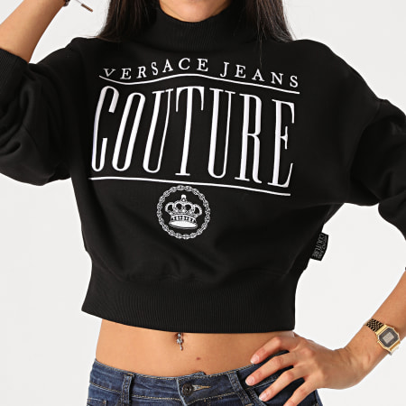 Versace Jeans Couture - Sweat Col Cheminé Femme Crop B6HZB7TR-30216 Noir