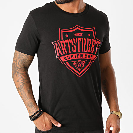ArtStreet Equipment - Camiseta negra con logo rojo