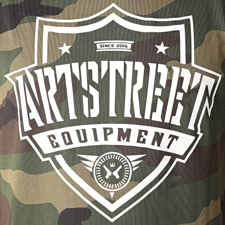 ArtStreet Equipment - Maglietta con logo camouflage verde cachi