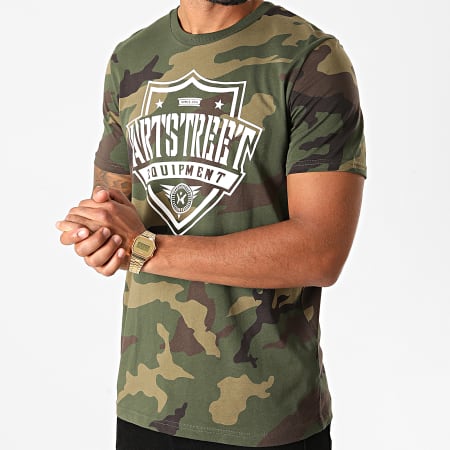ArtStreet Equipment - Camiseta con logotipo de camuflaje verde caqui