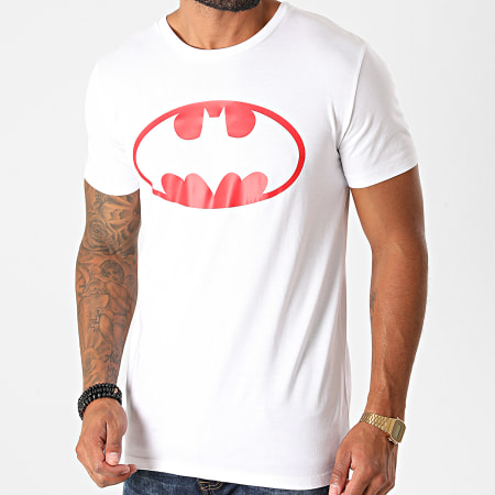 DC Comics - Tee Shirt Batman Logo Blanc Rouge