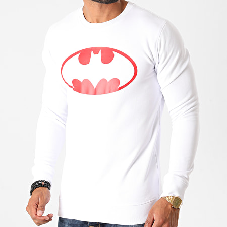 DC Comics - Sudadera de cuello redondo con logotipo de Batman blanco rojo