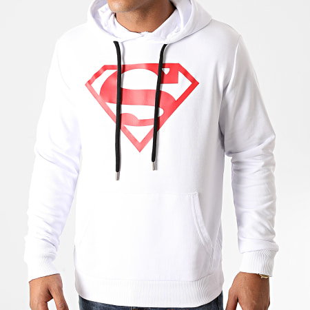 DC Comics - Felpa con cappuccio Superman Logo Bianco Rosso