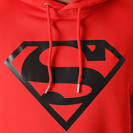 DC Comics - Felpa con cappuccio Superman Logo Rosso Nero