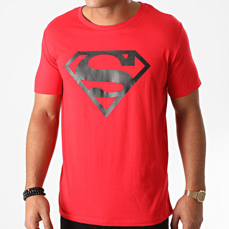 Superman - Tee Shirt Superman Logo Rouge Noir