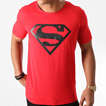 Superman - Tee Shirt Superman Logo Rouge Noir