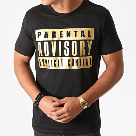 Parental Advisory - Maglietta con logo oro nero