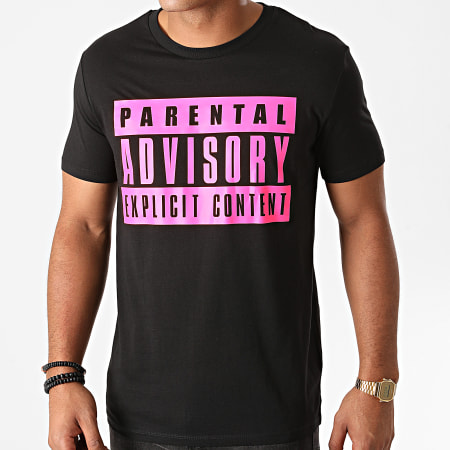 Parental Advisory - Maglietta con logo nero e rosa