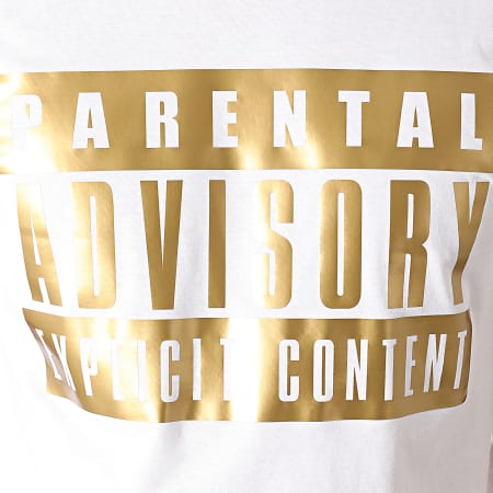 Parental Advisory - Tee Shirt Logo Blanc Doré