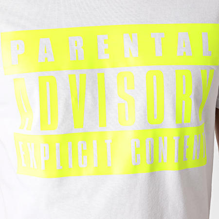 Parental Advisory - Tee Shirt Logo Blanc Jaune