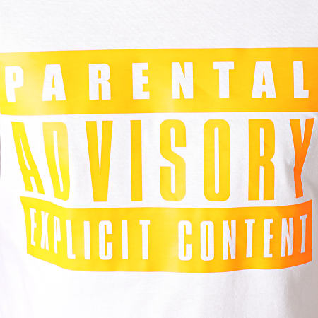 Parental Advisory - Tee Shirt Logo Blanc Orange