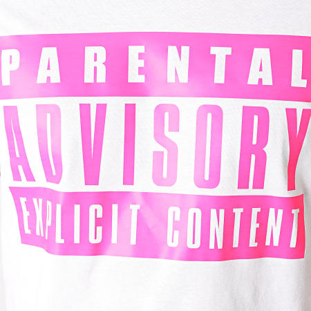Parental Advisory - Tee Shirt Logo Blanc Rose