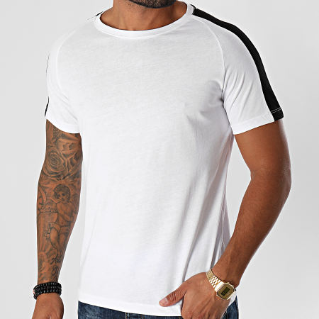 Aarhon - Tee Shirt A Bandes 92805 Blanc Noir