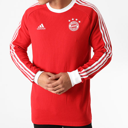 Adidas Performance - Tee Shirt Manches Longues A Bandes FC Bayern Munich Icons GM3994 Rouge