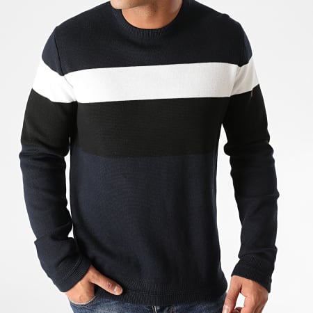 Only And Sons - Pull Robbie 12 Colorblock Bleu Marine