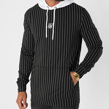 SikSilk - Sweat Capuche A Rayures Muscle Fit 16428 Noir