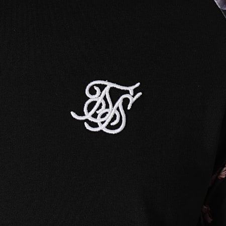 SikSilk - Tee Shirt Oversize Prestige Floral Insert Tech 16957 Noir Floral