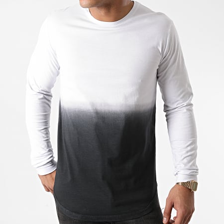 LBO - Tee Shirt Oversize Manches Longues 1199 Blanc Dégradé Noir