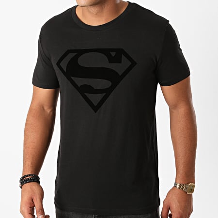 DC Comics - Tee Shirt Superman Logo Velvet Noir Noir
